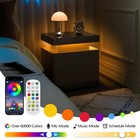 Night Stand With Gun Drawer  Bedside Table With Rgb Led Light 2-drawers