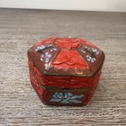 Vintage Chinese Carved Cinnabar Lacquer   Cloisonne Enamel Hinged Top Box