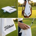 Titleist White Waffle Weave Golf Towel Ball club Cleaning Microfiber Cloth Gift