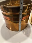 Vintage Rare Set Of 6 Brass Graduating Nesting Pots   Copper Stripe Made Ireland