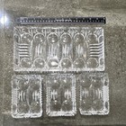 Vintage Monarch Lead Crystal 4 Pc Vanity Set Dresser Trays Bubble Celeste Style