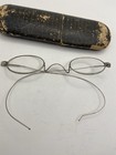 Antique Wire Rim Spectacles Glasses  Oval Victorian Civil War Era With Case 