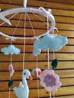Felt Baby Girl Mobile     Handmade Nursery Crib Decor  Baby Room