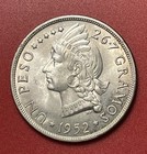 1952 Dominican Republic Silver Un Peso  Choice To Gem Uncirculated 