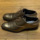 Bolano Chainz-035 Men s Gold Leather Oxford Dress Shoes Square Toe Chain 9 5