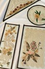 Antique Set 4 Victorian Pressed Flowers Lace Glass Sealed Wall Window Art Decor
