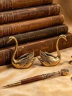 1pc Vintage Brass Swan Figurine Antique European Metal Sculpture Desktop Decor