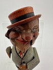 Vintage Mechanical Wooden Figural Bottle Stopper Moving Jaw Carved Cork
