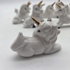 Vintage Enesco White Porcelain Unicorns Figures Gold Trim Lot Of 9 Whimsical 