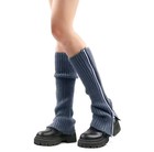     Women   s Knitted Leg Warmers With Zipper     Y2k Winter Long Socks  Gothic Style