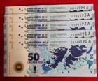 Argentina 50 Pesos 2015  Unc  5 Pcs Lot  Consecutive p-362 comm malvinas Islands