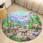 Dinosaur Kids Bedroom Rug Non-slip Washable 23 5 Diameter Inches Color1