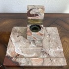 Vintage Art Deco Desk 3 Piece Set Marble Inkwell Blotter Letter Rack France