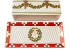 Anthropologie Home Festive Tile Butter Dish Green Red Gold See Description