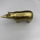 Vintage Gold Tone Rhino Sculpture Decor Figure Golden Paper Mache Maybe