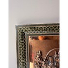 Vintage Persian Khatam Micro Mosaic Marquetry Picture Frame Copper Floral Relief