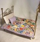 Dollhouse Miniature Brass Bedroom Set Bed Dresser Mirror 1 12 Scale