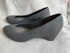 Crocs Women Size 7 Lina Gray Grey Slip-on Cushioned Wedge Shoes Heel 2 Inches
