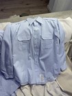 Dscp Men   s Military Work Shirt Blue Long Sleeve Button  Down 17 5x34 Lot Of 2