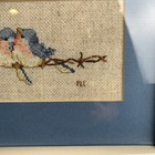 Vtg 80s Carolyn Shores    the Nestlings    Birds Framed Matted Cross Stitch Picture