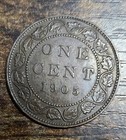 1905 Canadian Canada One 1 Cent Penny Large Cent Coin King George V Au Condtion