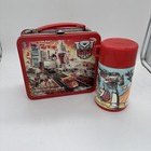 Vintage 1986 Transformers Metal Lunch Box Red Aladdin Hasbro With Thermos