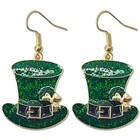 St Patricks Day Earrings For Women irish Shamrock Clover Green Hat Horseshoe 