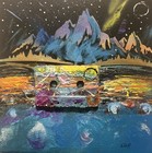 Original Mixed Media Abstract Art Cassette Tape Painting Cosmic Mountains Night