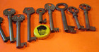 Lot Of 10 Brass Vintage Open Barrel Skeleton Keys Fancy Ornate Dresser Antique