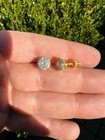 14k Gold Plated 925 Silver Real Hip Hop 8mm Earrings Round Cluster Studs Iced Cz