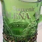 Rare Galena  Illinois Il Antique  Green Depression Souvenir Glass Gold Creamer