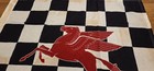 Vintage Mobil Gasoline Checkered Pole Flag Pegasus Sign Gas Pump Service Station