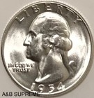 1954 S Washington Quarter Gem Bu Uncirculated 90  Silver