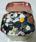 Decorative Florentine Tin Full Of Vintage Buttons
