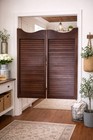 Vintage Dark Wood Saloon Swinging Kitchen Doors 42x17 25 Louvered Farmhouse Pair