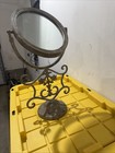 Vintage Heavy Steel Vanity Table Mirror Ornate Floral Swivel Standing Mirror