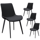 Black Pu Leather Dining Chair With Metal Legs  Modern Upholstered Chair Set Of