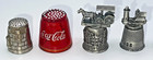 Thimble Lot Spinning Horse Carousel Metal Pewter Coca Cola Glass Figural 8 Total