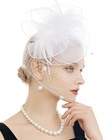 Women s Fascinator Tea Party Hat Birdcage Veil Feather Flower Headband