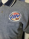 Vtg Riverside Miller Lite Beer Patch Logo Polo Work Shirt Large New Made In Usa