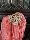 Antique 1920s Peach Boudoir Sleep Cap Flapper Crochet Lace Cloche