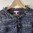 Lilly Pulitzer Hagen Jacket Metallic Boucle True Navy Blue Gold Pearl