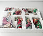 Rare Set Of 7 Vintage Ceramic Elves Red Green Elf Ornaments Unique Dangling Legs