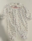 Babygro Vintage Floral Footed Coverall Lace Embroidered Girls Medium 07538