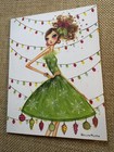 Papyrus Bella Pilar Christmas Note Cards Set Holiday Lights Girl 4 75x3 75    New
