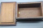 Antique 19th C Straw Marquetry Box Geometric Star Folk Art Inlaid Wood 7in