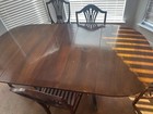 Antique Expandable Dining Room Table  6 Chairs And Glass Door Hutch