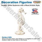 Decorative Polystone Figurine D  cor     White Seahorse With A Wood Artistic Style