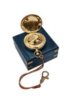 Brass Pocket Compass With Hinged Lid With Blue Wooden Box  2  Compass-see Descr