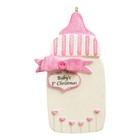 Personalized Baby s First Christmas Pink Baby Bottle Ornament